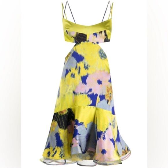 Silvia Tcherassi Analissa Floral-Print Cutout Dress size Medium-P16 - Picture 3 of 10